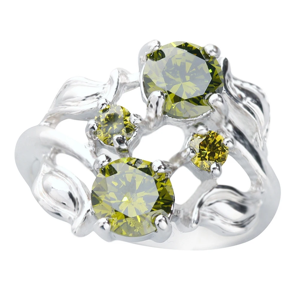 5*5 мм Olivine Peridot 925 пробы Серебряное кольцо Q0789-G