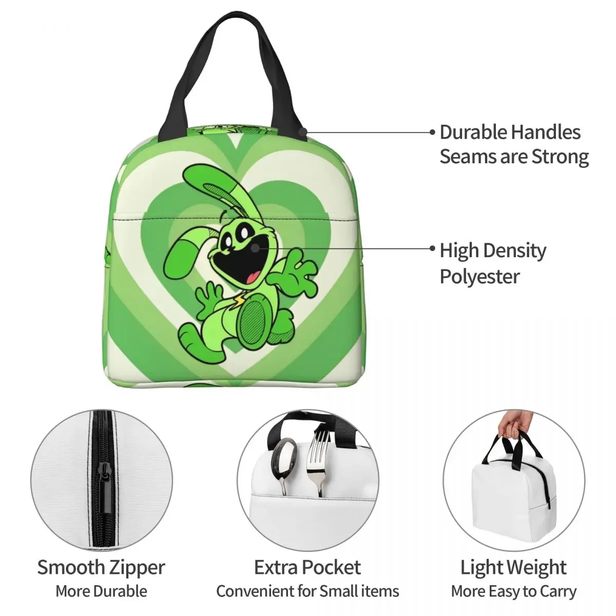 Изолированная сумка для ланча с улыбающимися животными игр Термосумка