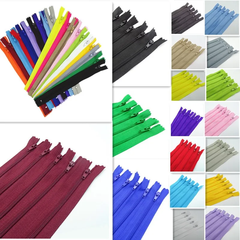 

3# 7.5Cm-25Cm (3-10 Inches) 40Pcs Closed Nylon Coil Zipper Suitable For Clothes 20 Colors