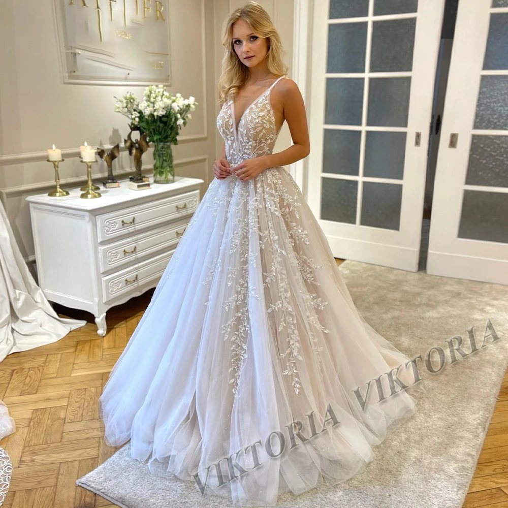 

VIKTORIA Pleasant Wedding Dress Sleeveless Pleat Tulle For Woman 2023 Bridal A-LINE Appliques Vestidos De Novia Made To Order