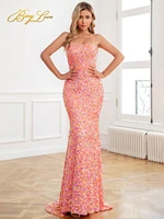 berylove glitter pink mermaid prom dresses 2022 one shoulder sequin split sexy prom dress long evening dress party dress