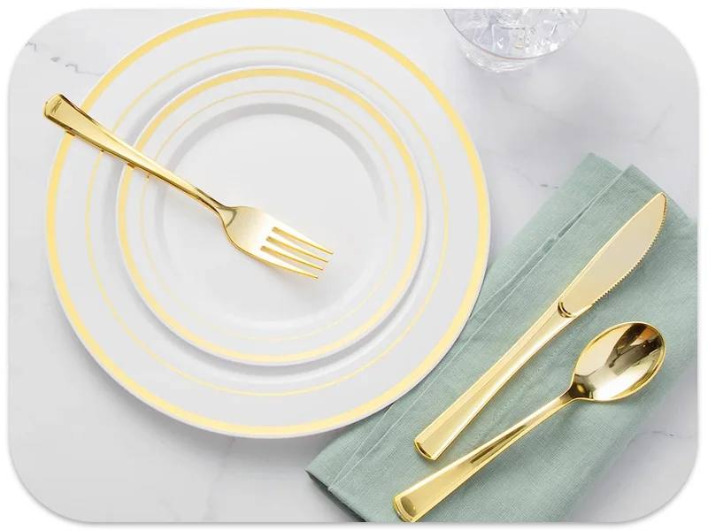 Prestee 600-Piece Gold Plastic Disposable 