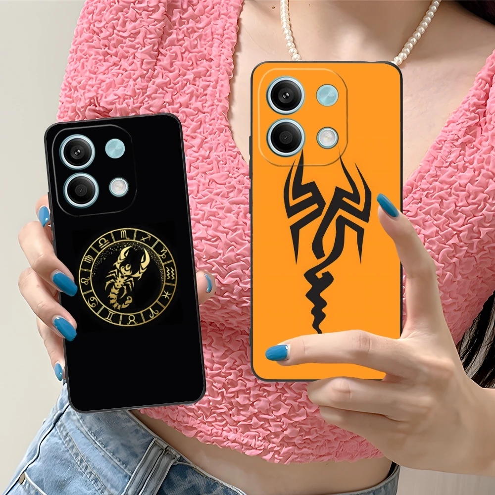Colored Golden Scorpio Mobile Cell Phone Case for Xiaomi Redmi Note 13 12 11 10 9 8 7 6 S A Pro Lite Plus 5G Black Cover Shell