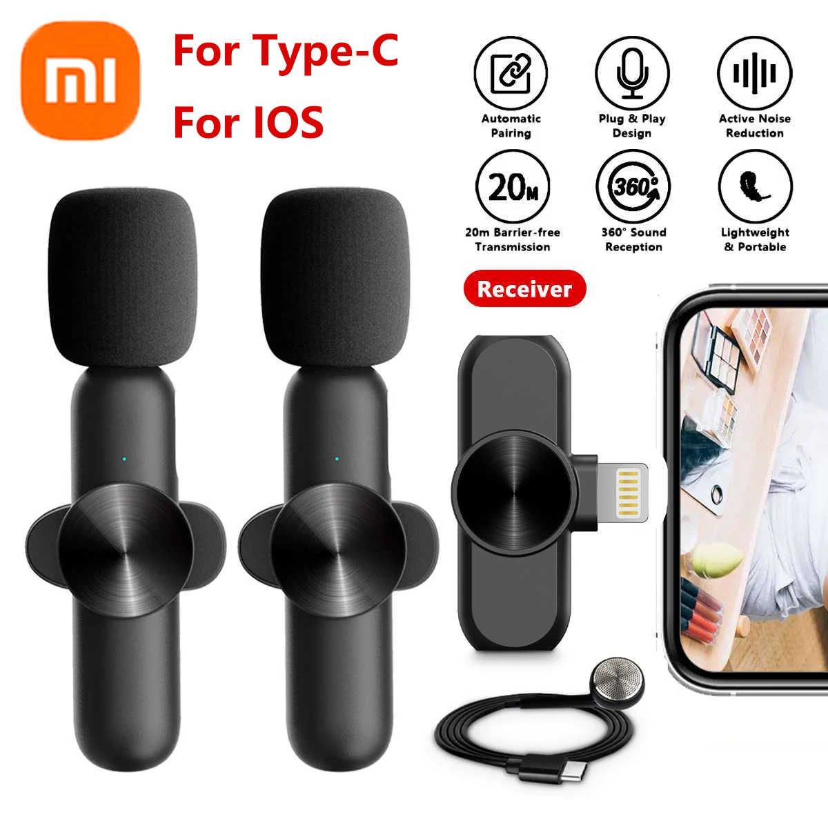 Беспроводной петличный микрофон XIAOMI наушники с монитором мини-микрофон для