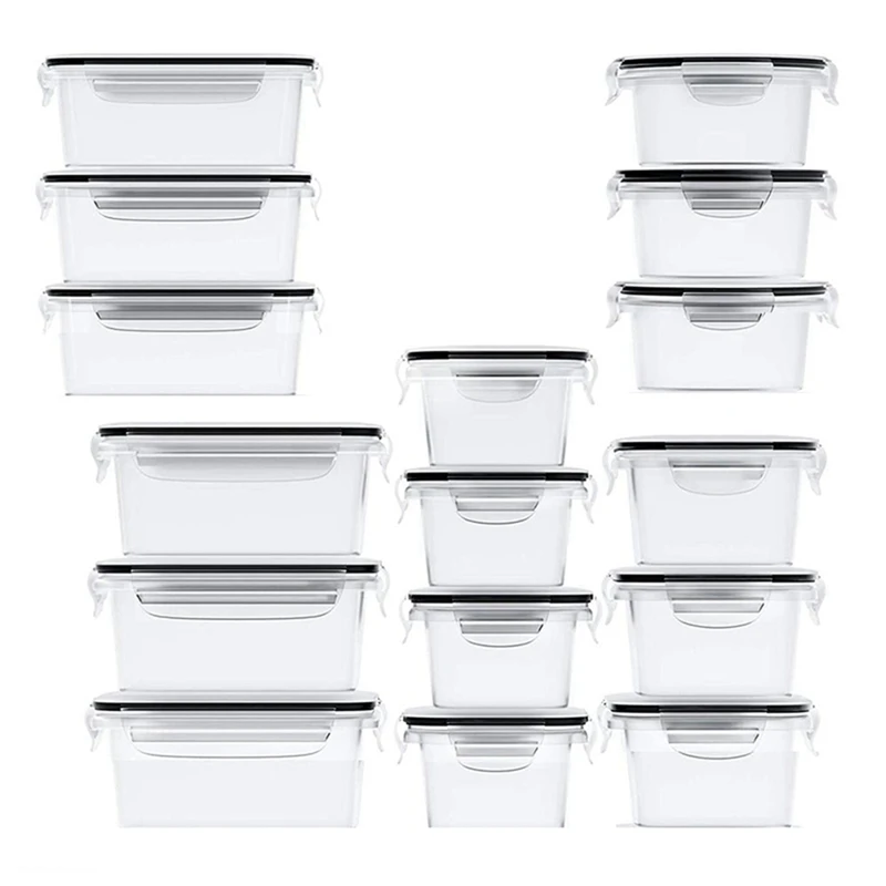 

16Piece Airtight Food Storage Containers With Lids (16 Containers And 16 Lids) Plastic Meal Prep Containers