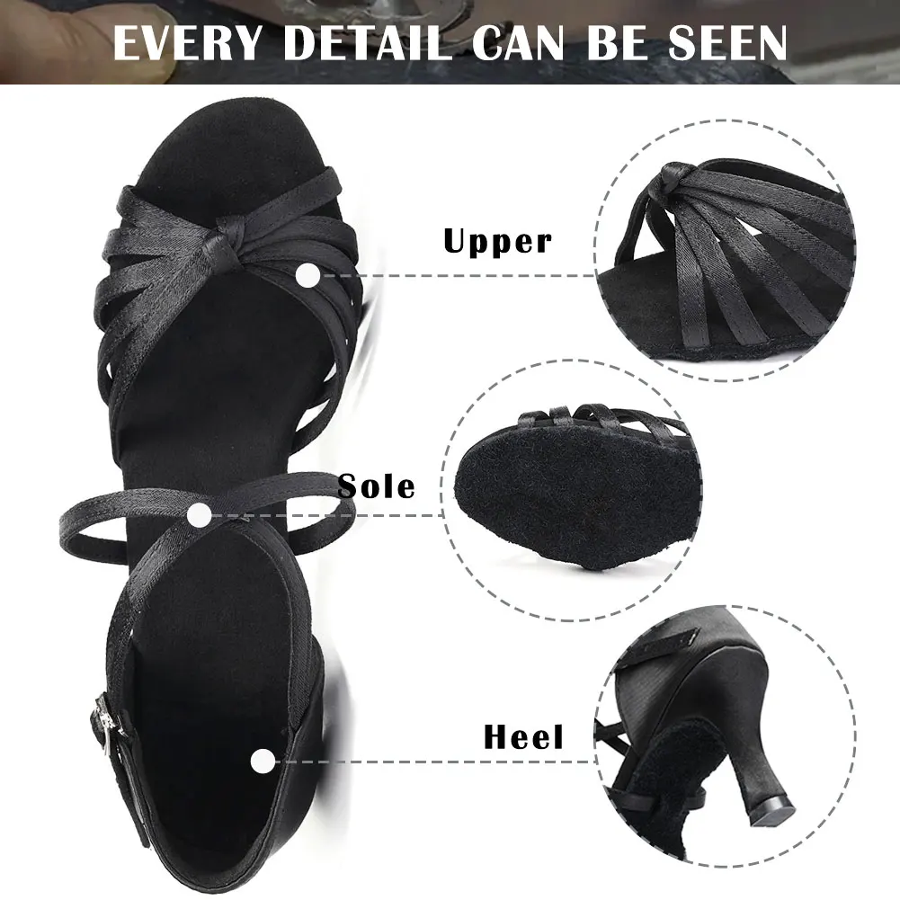 SWDZM Latin Dance Shoes Women Ballroom Dancing shoes Ladies Soft Sole Open Toes Girls Leopard High Heels Practicing Salsa Shoes