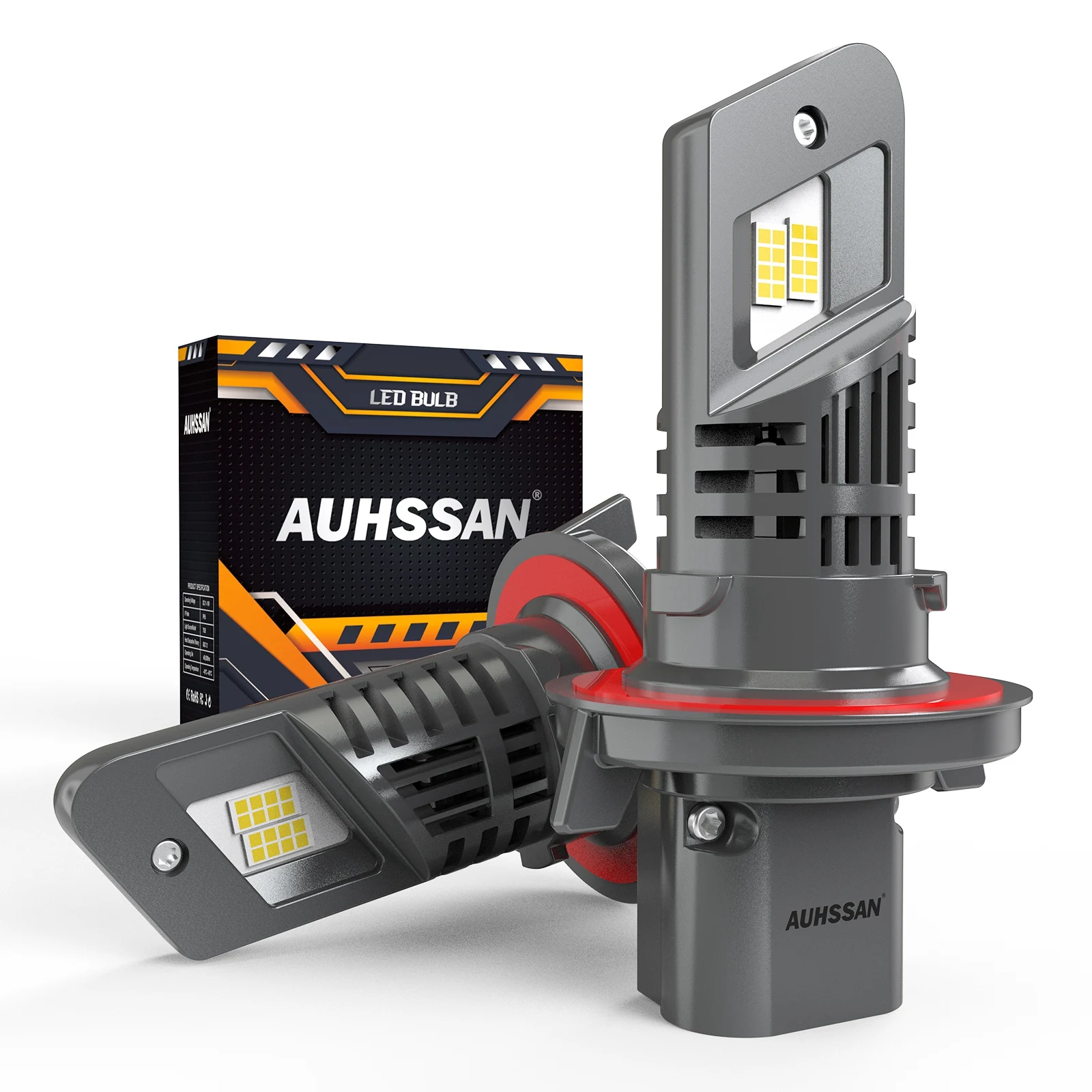 Фото AUHSSAN 2 шт. H13 9008 светодиодные автомобильные фары супер яркие 20000Lm белые автомобильные фары авто лампы для Ford Ranger Lincoln Navigator №1