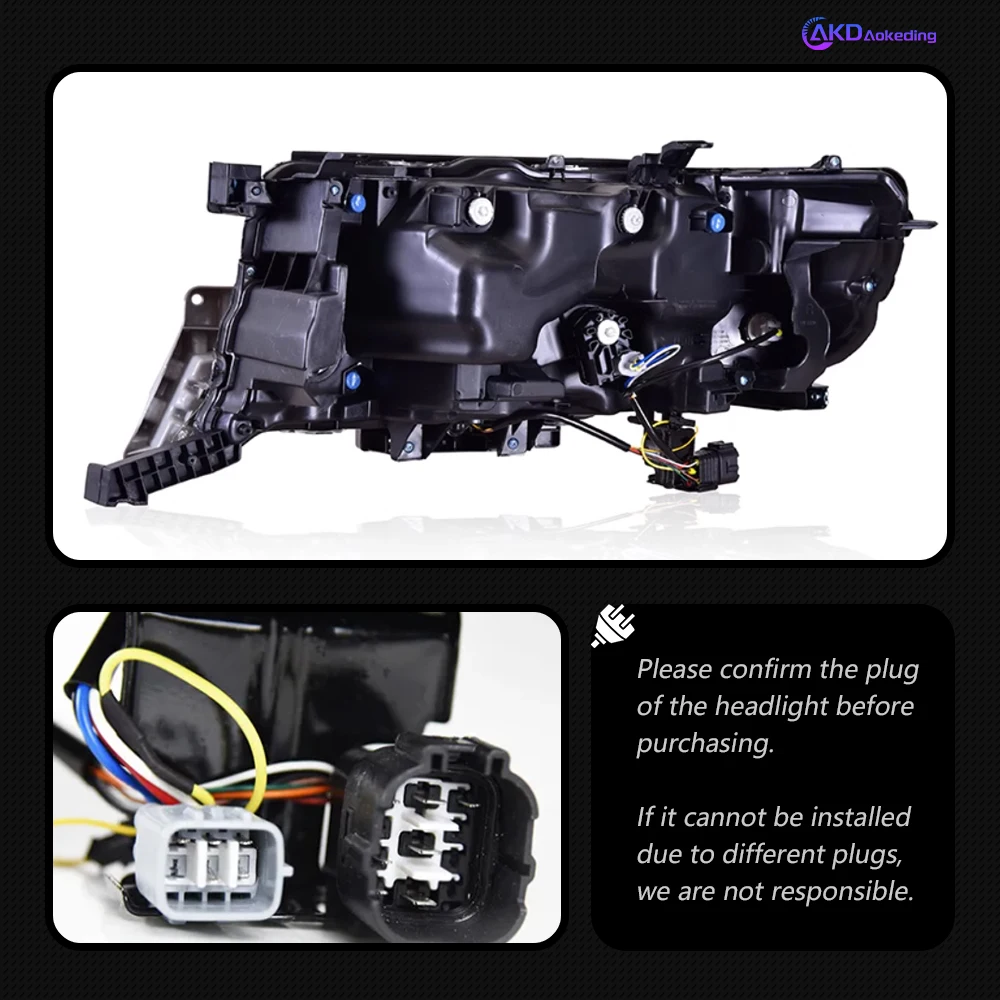 Фара AKD для Toyota Land Cruiser головная фара 2016-2020 фары LC200 DRL сигнал поворота дальний свет