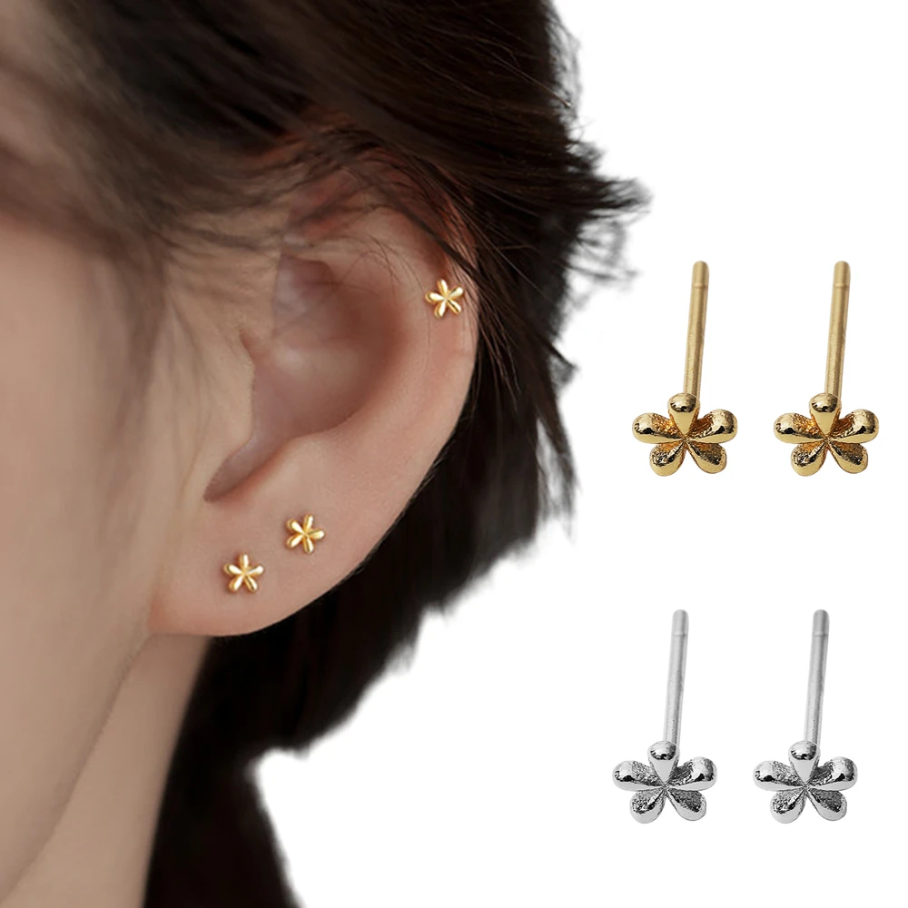 2022 модные мини серьги-гвоздики с цветком для женщин и девушек серебряные иглами