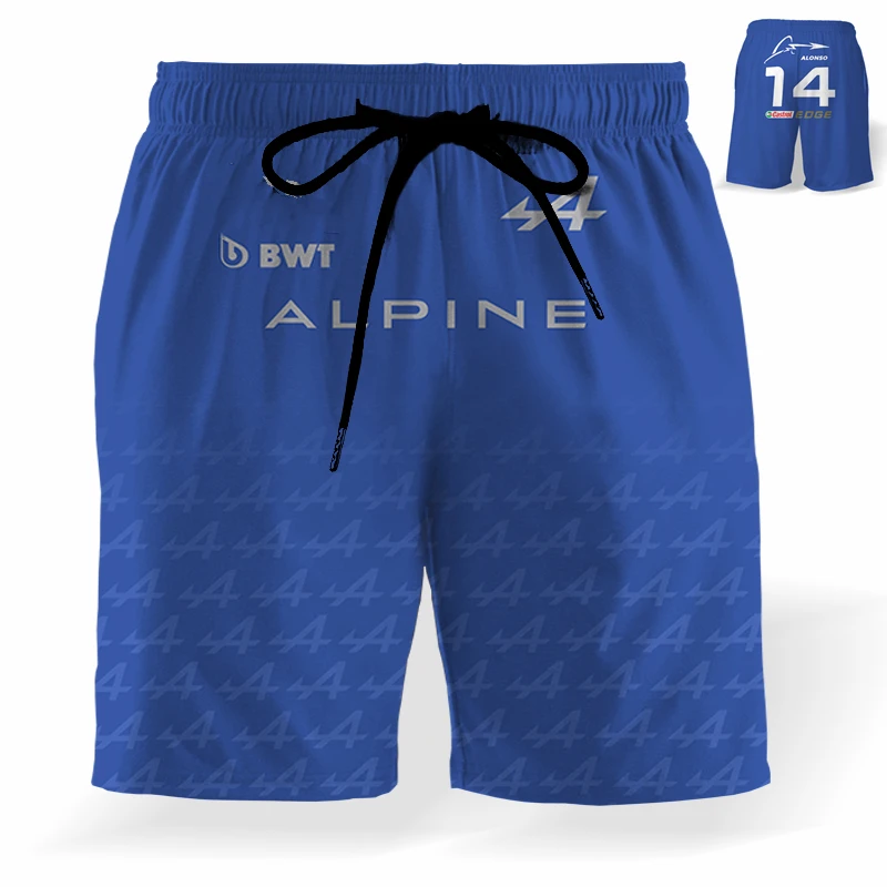

2023 New Beach Pants 3D Printing F1 Formula One Team Alpine Men's Shorts Bathing Beach Shorts Swimsuit Surfboard Sports Shorts