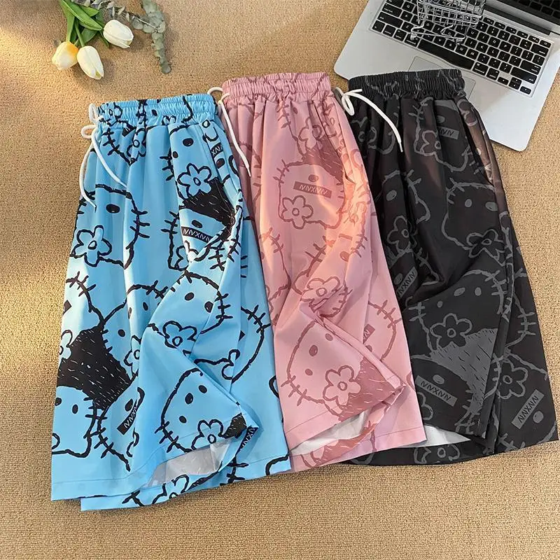 

Anime Sanrio Hello Kitty Shorts Beach pants Kawaii cartoon Summer Casual Beach Pants Outdoors Shorts Casual shorts sweatpants