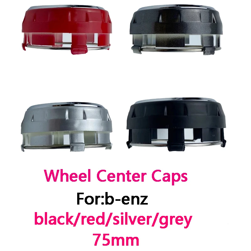 

4pcs 75mm Black Red Raised Car Styling Wheel Center Cap Hub Covers Badge Car Accessories For Benz AMG a b c e s series glc etc.