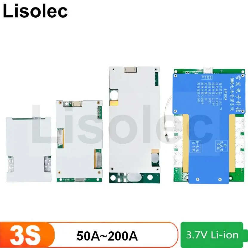 12 В BMS с балансиром 3S 18650 21700 11,1 В, литиевый аккумулятор 50A 60A 80A 100A 150A 200A, плата защиты от разряда заряда, печатная плата