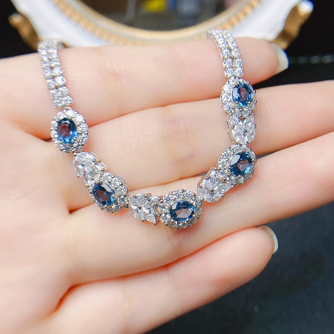 Серебряный браслет MeiBaPJ с топазом 4х5 мм