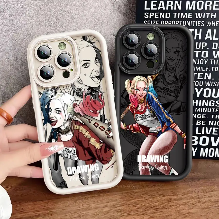 Чехол для телефона H-Harleys Q-Quinns Apple iPhone 13 15 16 Pro Max 14 11 12 Plus с мягким корпусом из ТПУ