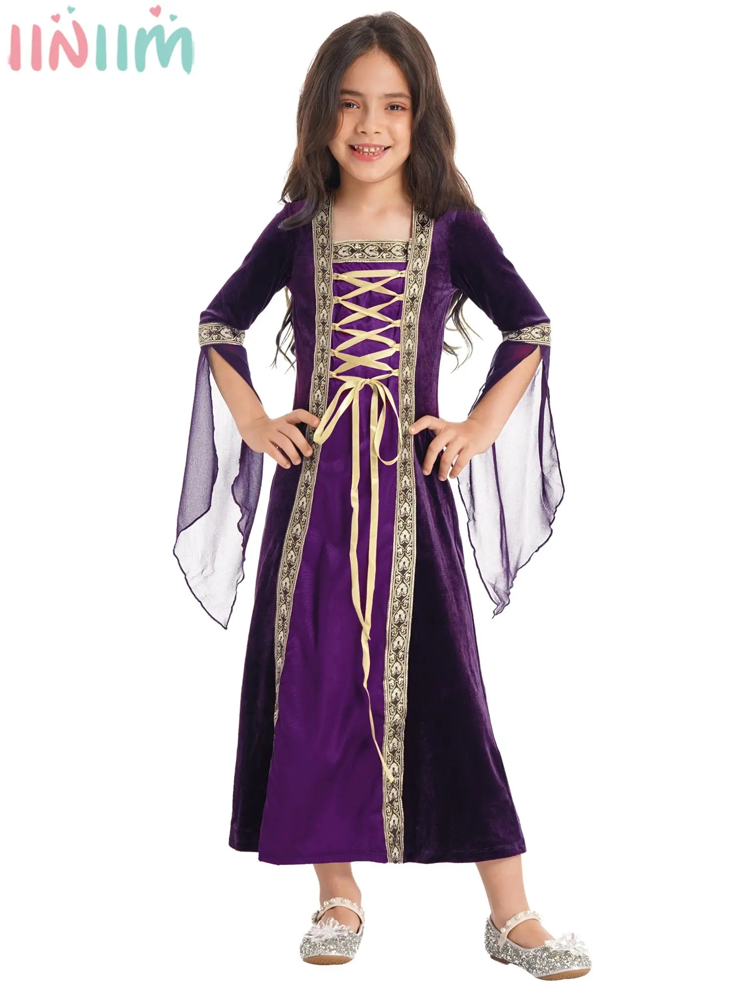

Girls Vintage Medieval Renaissance Party Dress Halloween Cosplay Costume Long Sleeve Maxi Prom Wedding Birthday Princess Dresses