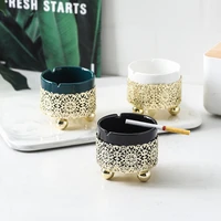 nordic plated gold iron lace base ceramic ashtray decoration living room coffee shop iron light luxury decoration