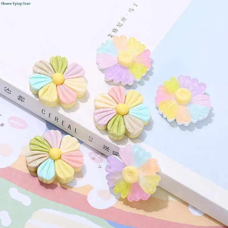 

2PCS Luminous Resin Mini Solid Rainbow Flower Cartoon Decoration DIY Cream Gel Phone Case Hair Accessories Water Cup Sticker