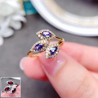 meibapj natural tanzanite gemstone leaf fashion ring for women 925 sterling silver fine wedding jewelry