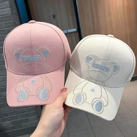 spring and summer hat womens new silver thread embroidered little bear baseball cap mens fashionable sunshade duck tongue cap