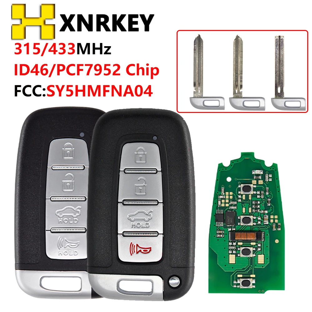 

XNRKEY 4 Button Remote Car Key 315/433Mhz for Hyundai I30 IX35 Sonata Genesis Equus Kia K2 K5 Rio Soul Borrego Sorento Optima