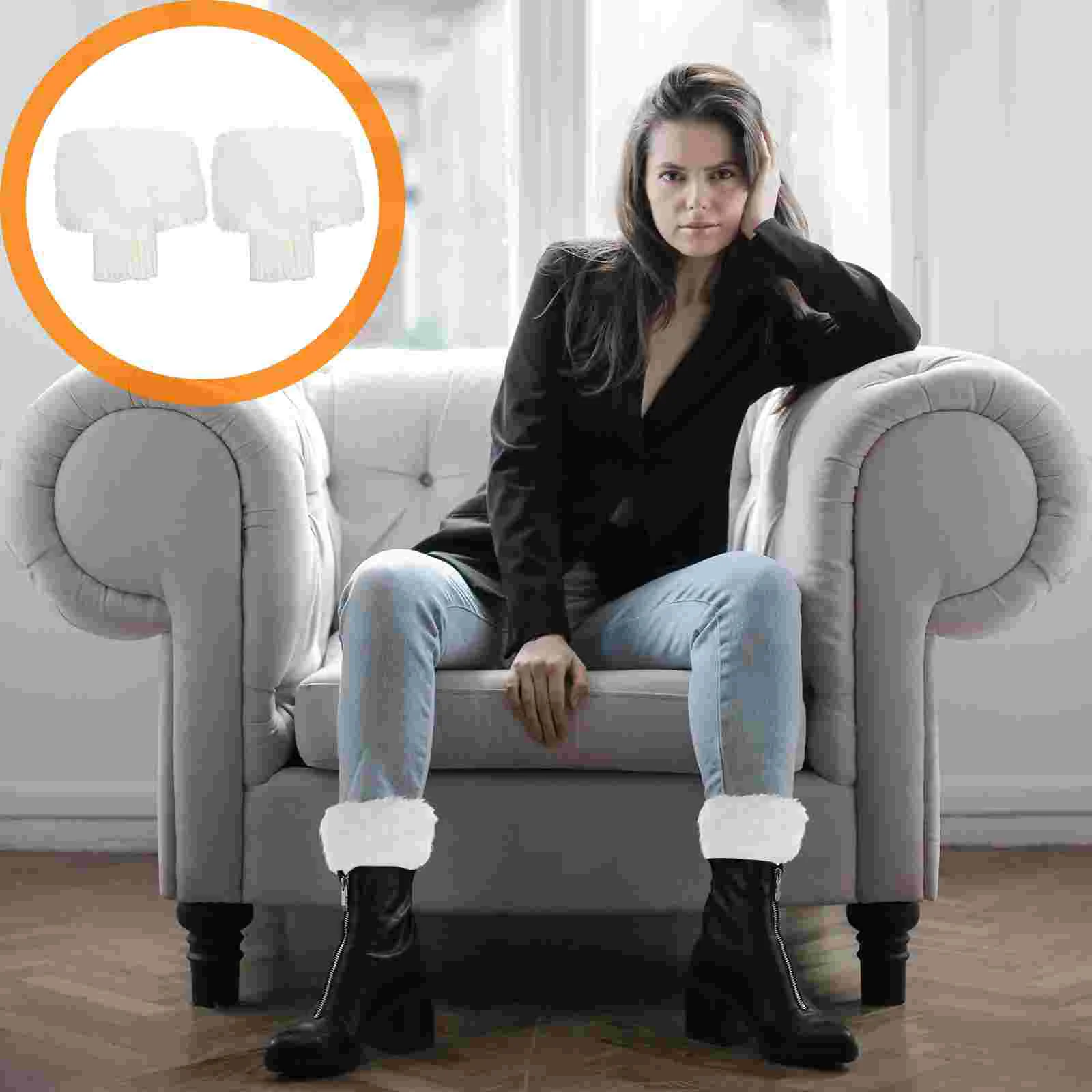 

Leg Boot Warmers Cover Winter Furry Fur Socks Faux Plush Cuff Warmer Cuffs Fluffy White Shoes Fuzzy Thermal Protectors Warm