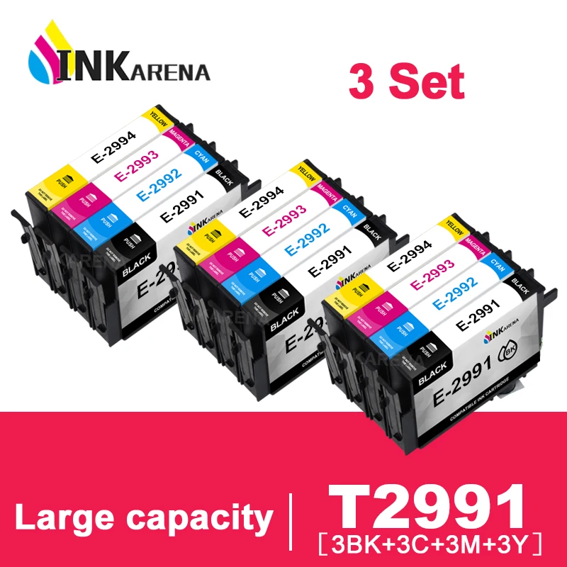 

INKARENA x3 set 29 XL Cartridge Compatible for Epson T29 T2991 T 2991 29XL Printer Ink Cartridge for epson XP235 335 332 432 435