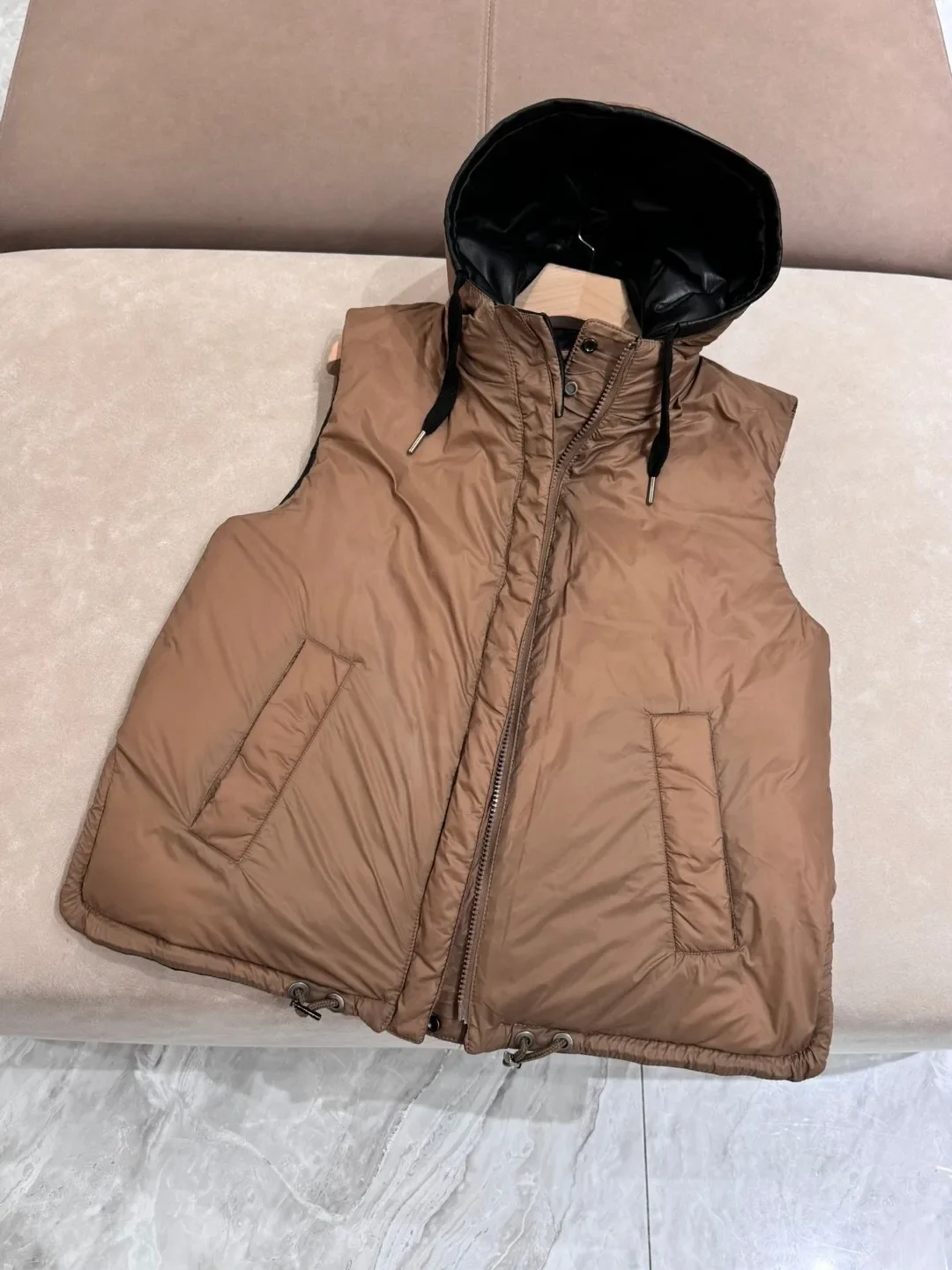 Зимний женский двусторонний пуховый жилет B * C съемная модная теплая куртка без