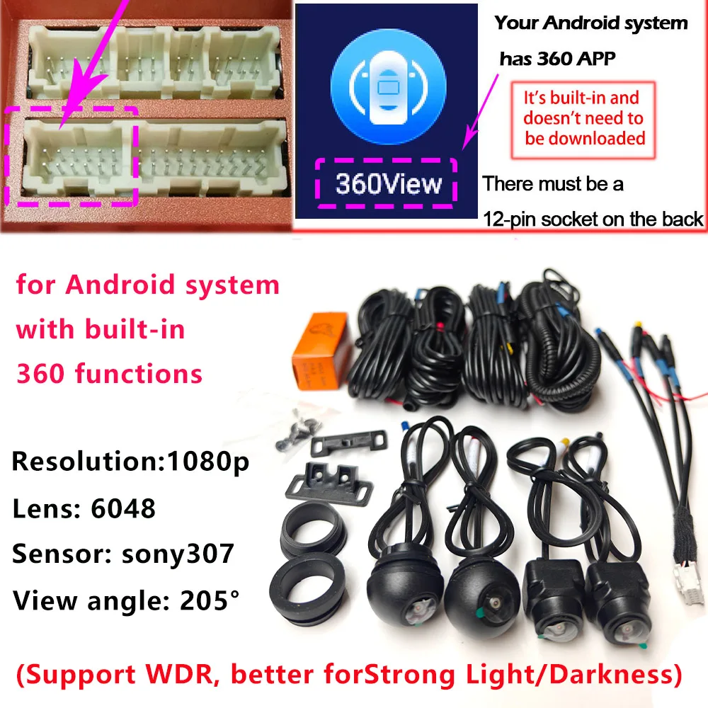 

Android автоматическая камера SONY WDR 360, система камеры для Android, автомобильное радио, встроенная система просмотра автомобиля 360°, система просмотра птичьего глаза