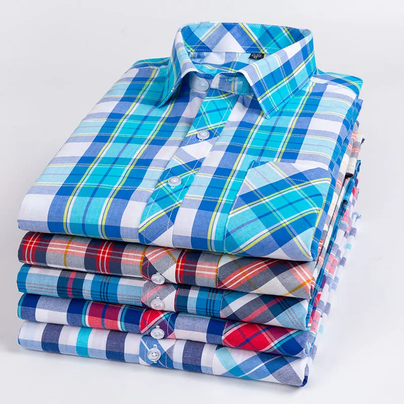 Новая модная Осенняя тонкая деловая повседневная мужская рубашка в клетку/в