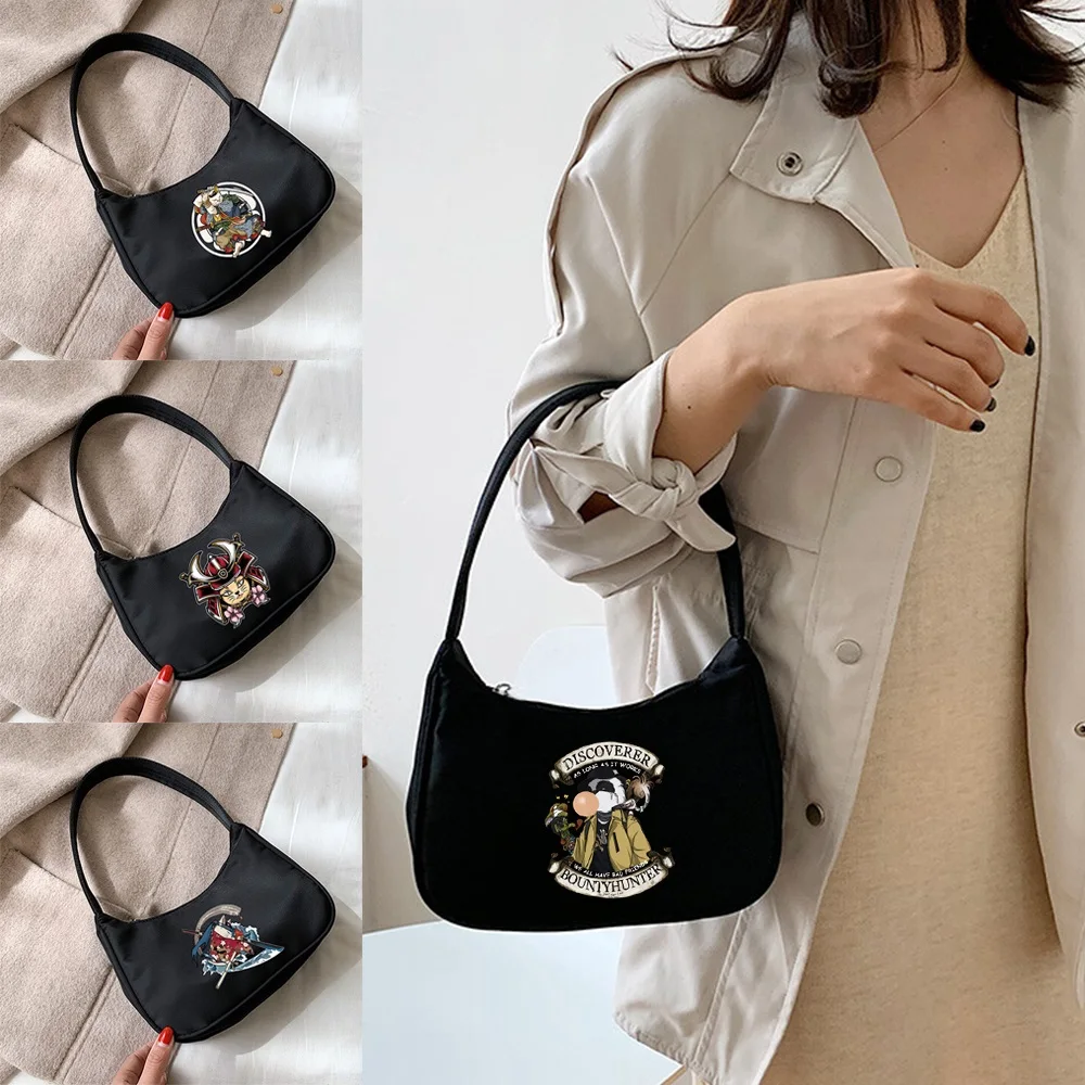 

Shoulder Underarm Bags Coin Purse Women‘s Handbags Designer Samurai Print Pattern Hobo Shoulder Small Pouch Totes Shopping Bag