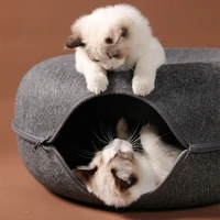 natural cats house basket felt pet cat cave beds nest tunnel with cushion mat for small dogs puppy cat nesk cat toy pet supplies
