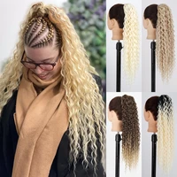 azqueen synthetic long curly clip in ponytail hair extensions natural blonde drawstring pony tail hairpieces for afro women