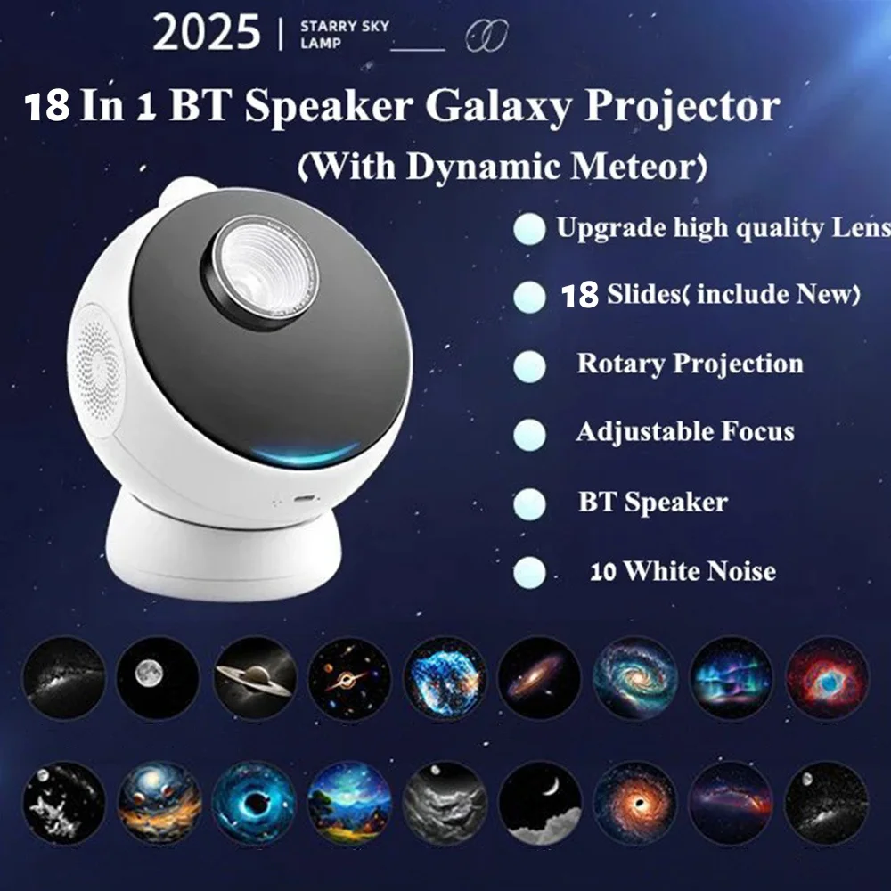 

18 in 1 Galaxy Projector Lamp Ultra Clear 3D Planetarium Starry Night Light with Bluetooth 5.0 Speaker for Kids Adults Gifts