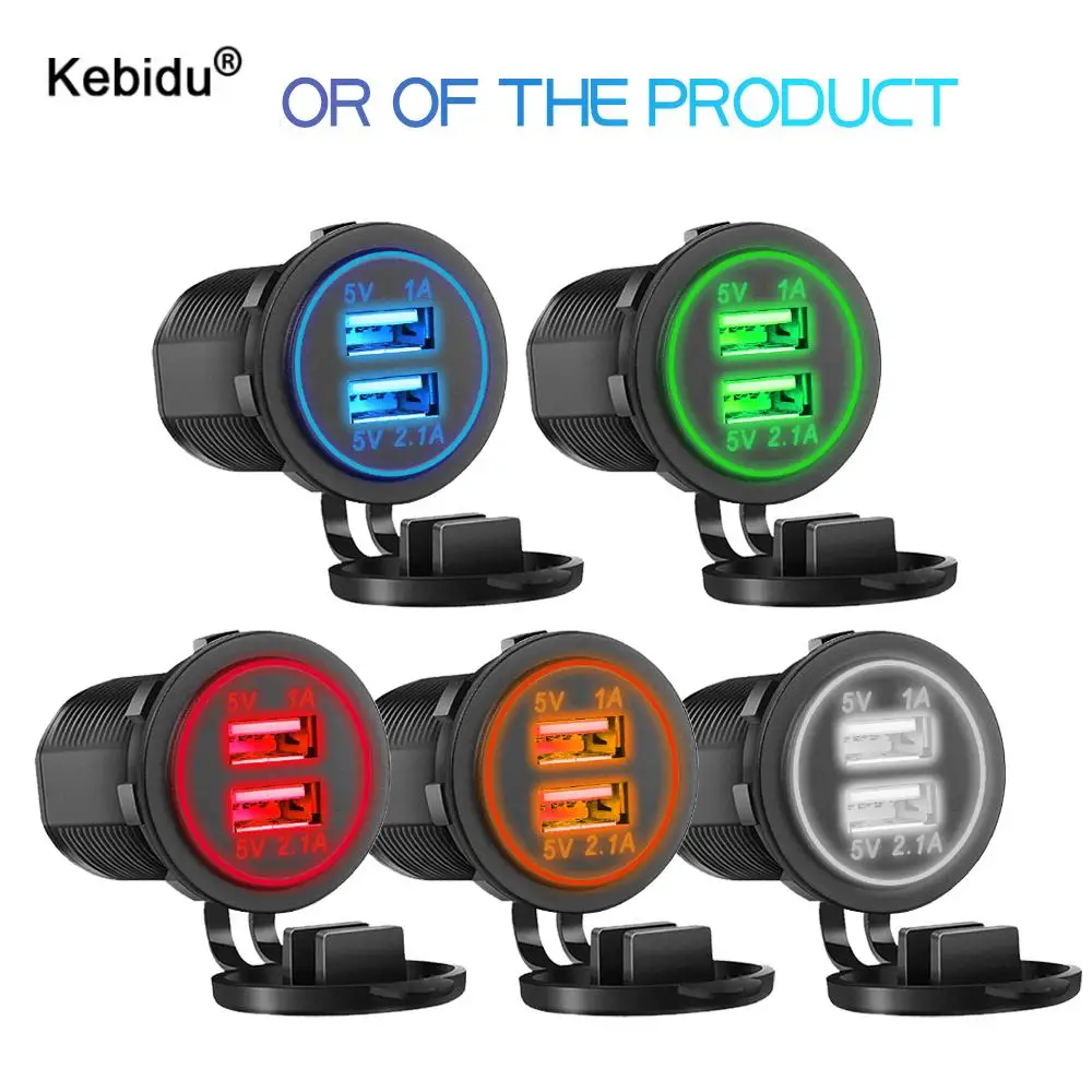 

Kebidu 3.1A 24V Dual USB Car Cigarette Charger Socket Waterproof Power Outlet 12V With LED Digital Display for Car Marine Boat