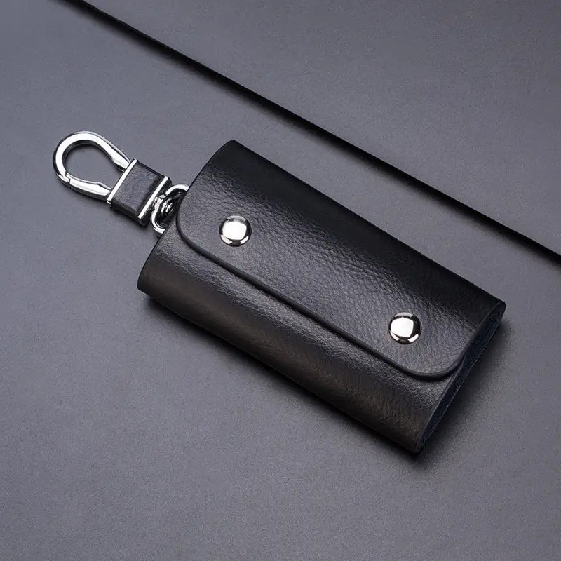 

Genuine Leather Key Case, Key Ring Leather Keychain Waist Hanged Key Protect Cover Men Women Gift