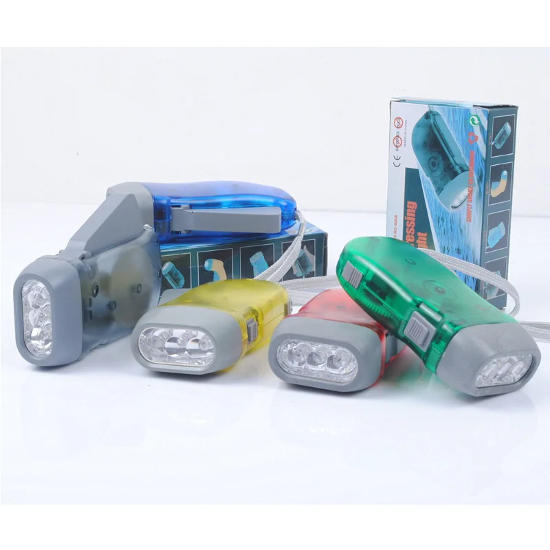 

3 LED Hand Pressing Dynamo Crank Power Wind Up Flashlight No Battery Torch Camping Lamp Light Emergency Survival Accessories