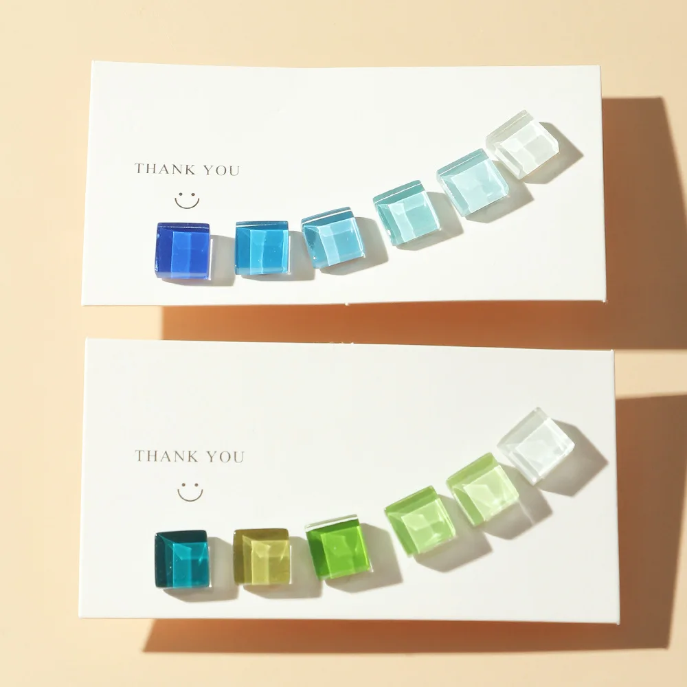 

3PRS/SET New Cute Korean Jelly Color Cube Stud Earrings for Women Girls Summer Elegant Acrylic Small Cute Stud Earring Jewelry