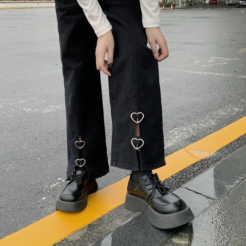 

Джинсы женские модные панковские брюки черные джинсовые женские брюки пикантные металлические Украшенные в стиле рок длинные брюки улична...