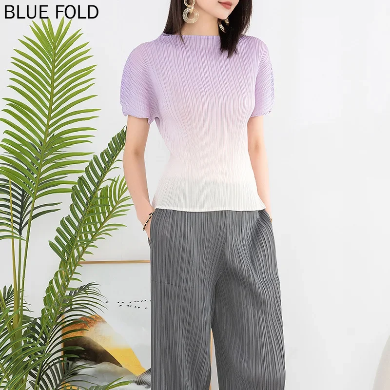 Женская летняя новая футболка с короткими рукавами градиентная цветная печать