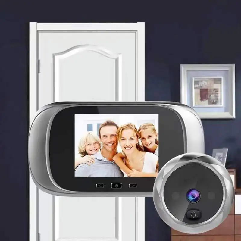 Silver 2.8 inch Video peephole Digital Doorbell 120 Degree Angle Door Eye Camera Electronic Peephole Viewer Outdoor Bell Ring 1X