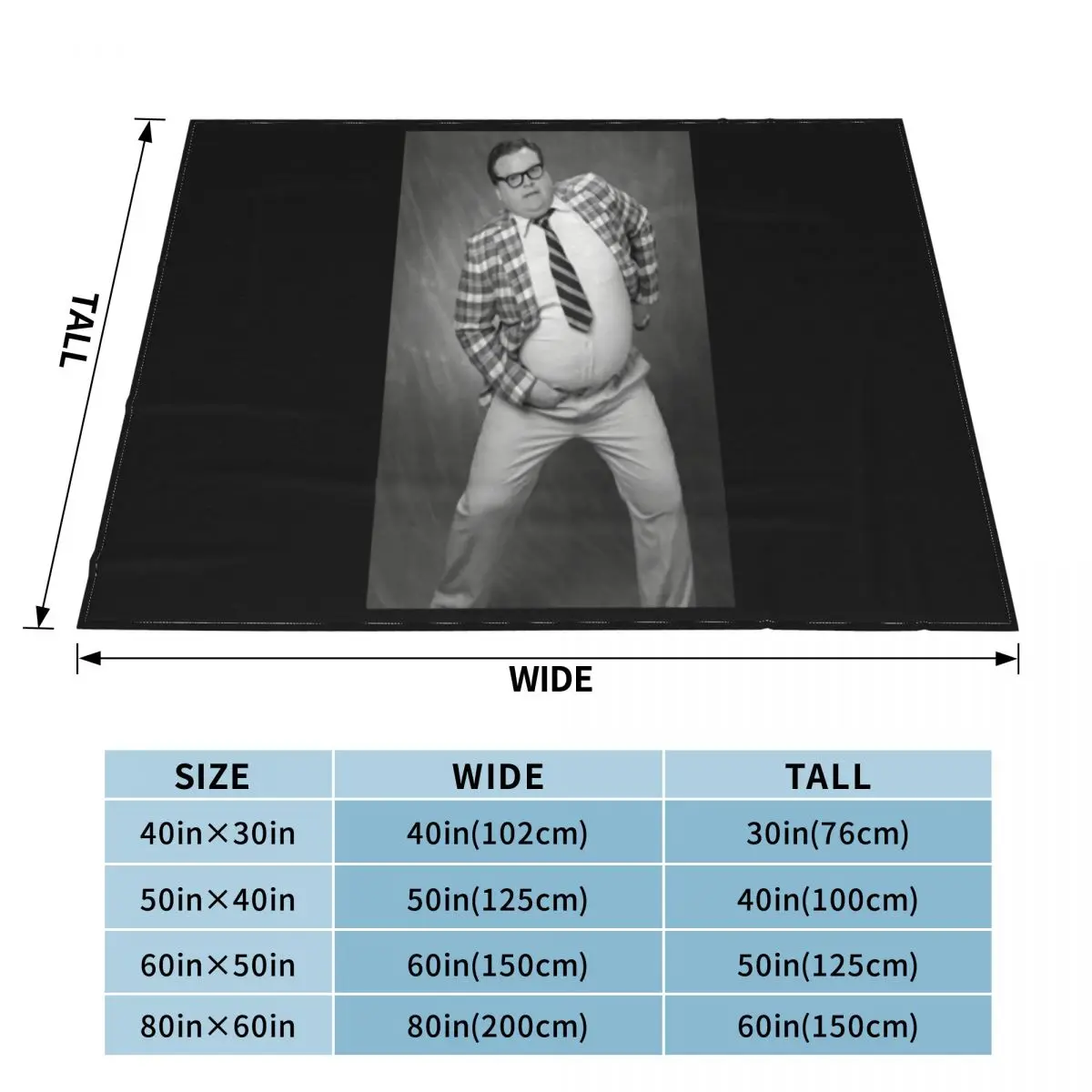 Крис Фарли Классический Snl Fat Guy Photo Soft Fit Новое одеяло S M L Xl 2X 3X Rock в продаже