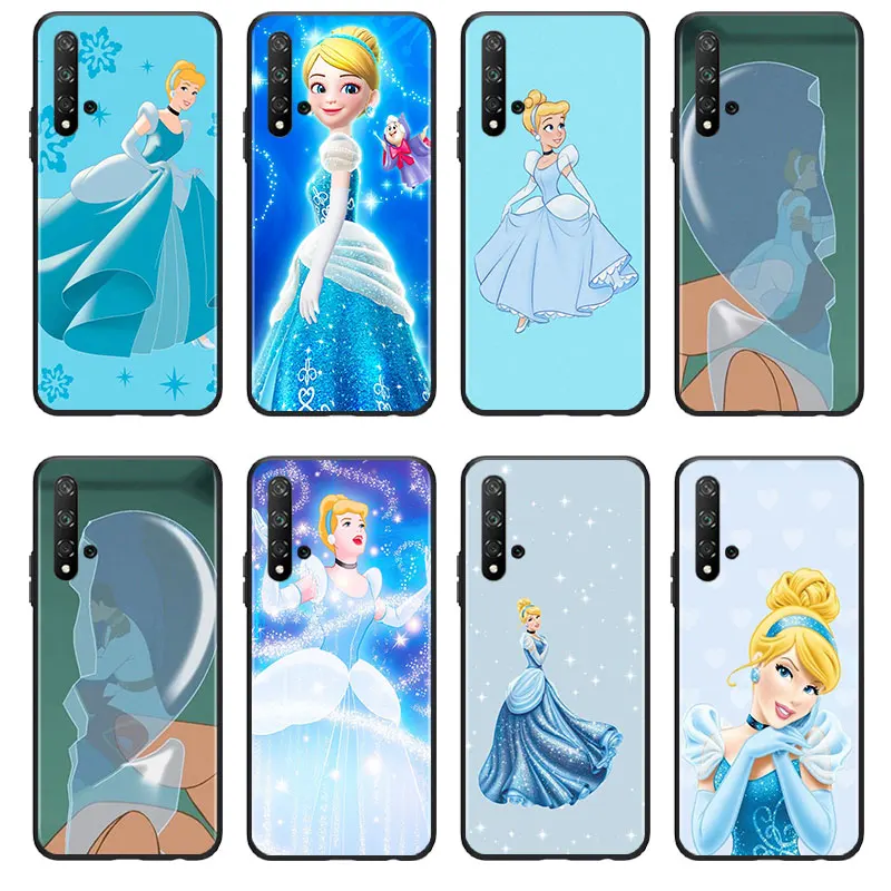 

Cute cinderella Phone Case For Huawei Honor 60 50 X30 30i 20 10 10i 10X 9X 9S 9C 9 8X 8A lite Pro SE Black luxury Silicone Back