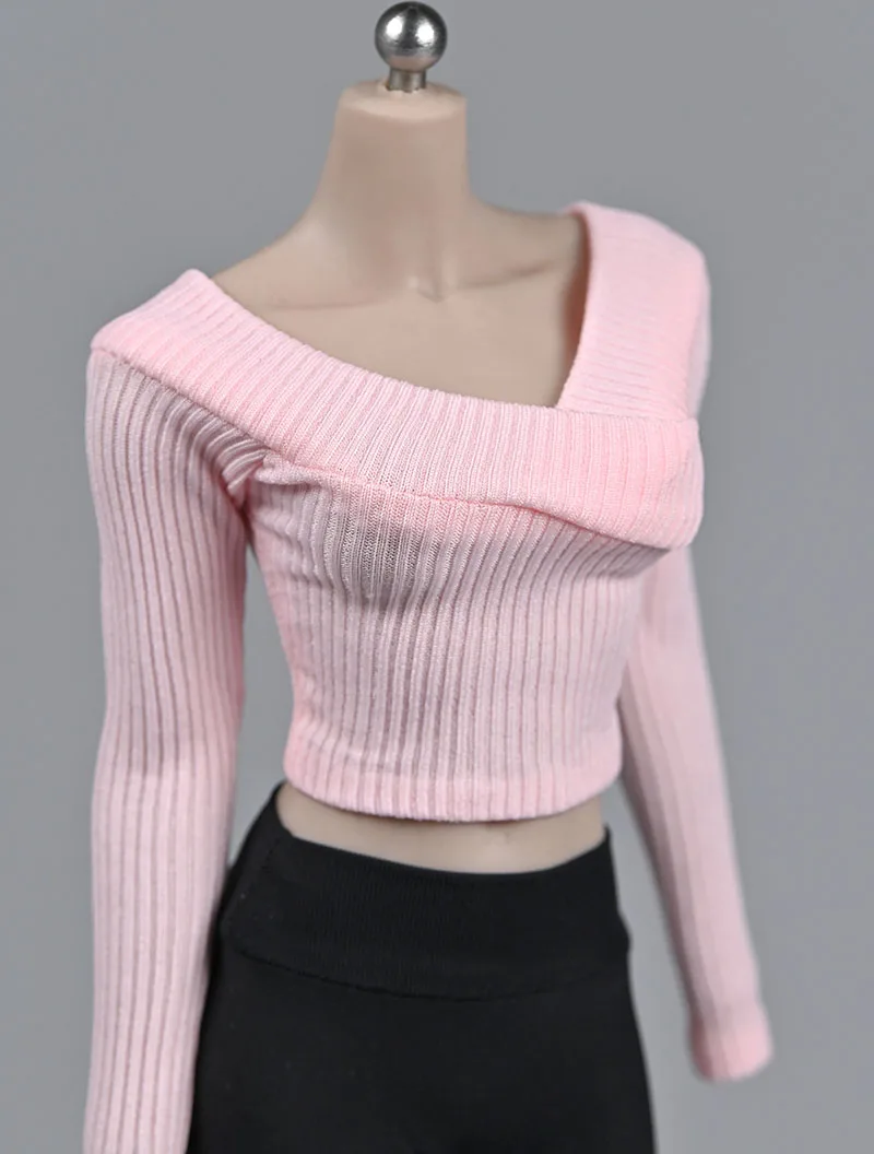 1/6 Scale Female Thick Stripe Wide-Necked Sweater Soldier Tops Clothes Model Fit 12'' PH TBL Action Figure Body Dolls Hobby images - 6