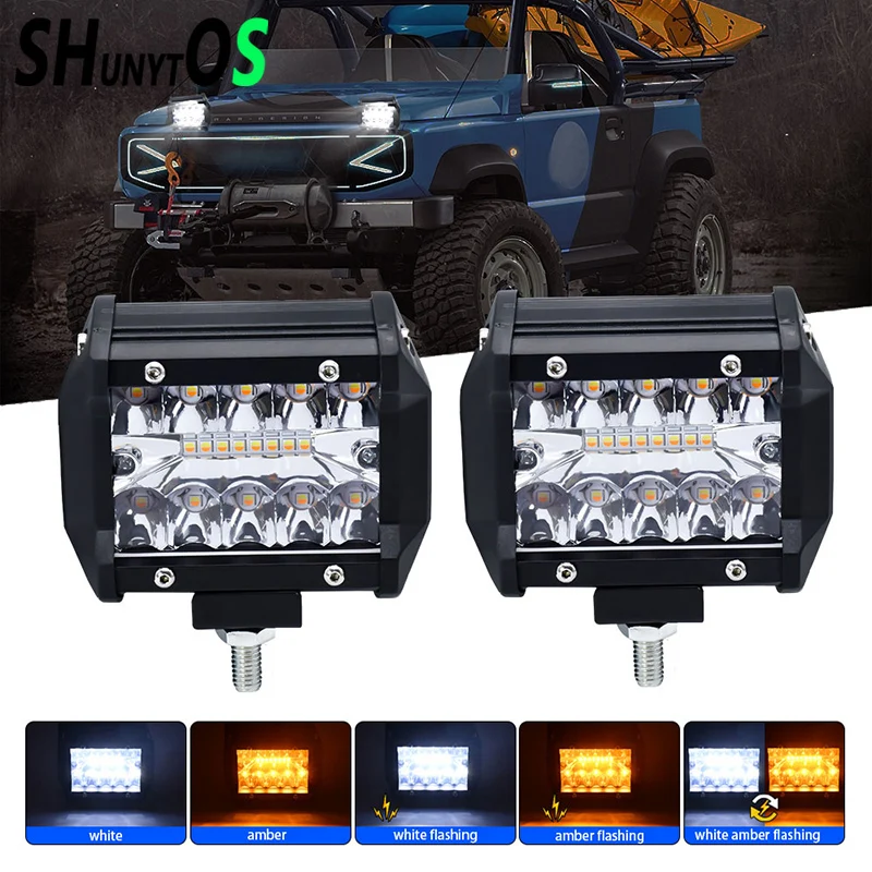

LED Light Bar 60W 6000LMS 4 Inch Flood Spot Combo LED Work Light Pods Triple Row Work Driving Lamp for Jeep Truck Off Road