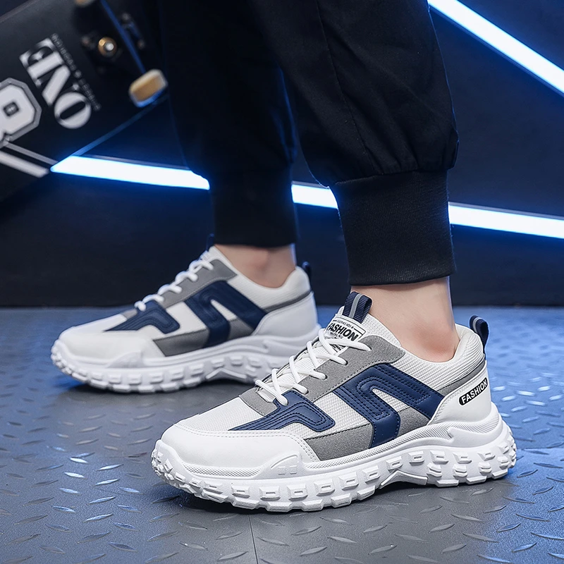 

Мужские кроссовки на нескользящей подошве, сетчатая дышащая износостойкая Спортивная универсальная обувь на платформе для бега, весна-осень