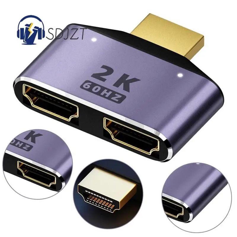HDMI-compatible Adapter HD 2K Dual Output Splitter Monitor 1 To 2 Way Male To Dual Female Converter