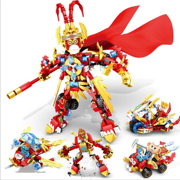 

2021 DIY MOC Customized Monkey King Series Golden Mecha Assembled Building Block Toy Model Children for Gifts ZC