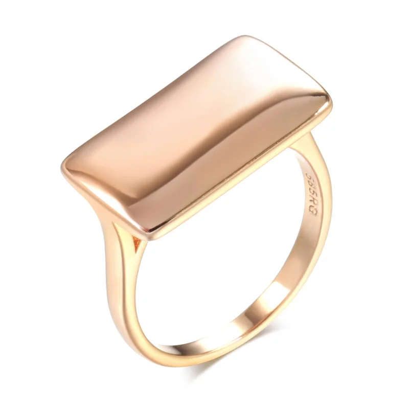 

2022 Hot Fashion Glossy Dangle Ring 585 Rose Gold Simple Square Ring for Women High Quality Daily Fine Jewelry Accessories