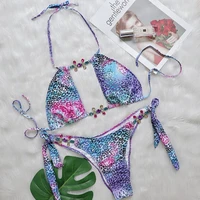 2022 leopard diamond brazilian scrunch butt bikini women swimwear female swimsuit two piece bikini set bather bathing suit swim